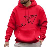 Generisch Hoodie Herren Winter Casual Paper Plane Print Hoodies Langarm Tasche Kapuzenbluse Herren Strickjacke Warm, rojo, M