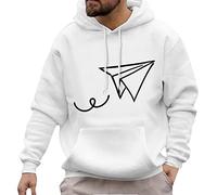 Generisch Hoodie Herren Winter Casual Paper Plane Print Hoodies Langarm Tasche Kapuzenbluse Herren Strickjacke Warm, Blanco, XXL