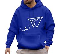 Generisch Hoodie Herren Winter Casual Paper Plane Print Hoodies Langarm Tasche Kapuzenbluse Herren Strickjacke Warm, azul, M