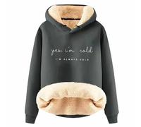 Generisch Hoodie Mujer Negro Mujer Sudadera con Capucha con Estampado Yes I'm Cold para Acogedor - Día de Invierno Sudadera Blanco Sudadera sin Capucha Oversize, 2 gris oscuro, 3XL