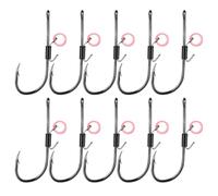 Generisch Hooks de - Strength Fish Hooks | Fishing Hooks Saltwater |10 x Strong Non-Slip Heavy Duty Tackle | Multi Hook Fishing Rig for Kids River Trout Bass Catfish Saltwater Freshwater
