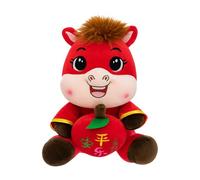 Generisch Horse Plush Toy - Caballo de felpa de spandex ultrasuave | PP algodón dibujos animados God of Wealth, 25 cm Mascot Doll, Children's Room Bedside Table Sofá Decoración Fiesta Año Nuevo