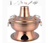 Generisch Hot Pot Clear Soup Cooking Set with Chimney, Leaking Spoon and Brass Spoon, 34 cm - Ideal for Mongolian Hotpot Preparation