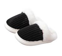 Generisch House Slippers for Women Cozy Memory Plush Foam Faux Fur Lining Slip On Bedroom Shoes Anti-Skid Slippers, Negro , 35/36 EU