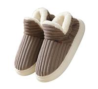 Generisch House Slippers for Women Cozy Memory Plush Foam Faux Fur Lining Slip On Bedroom Shoes Anti-Skid Slippers, Café A, 45/46 EU