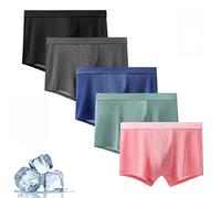 Generisch Ice Boxer Pro, Nuvellor Ultra Comfortable Premium Silk Underwear for Men,Breathable Seamless Cooling Boxer Calzoncillos, 5 piezas, D, 3XL
