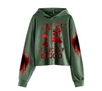 Generisch I'm Ok It's Not My Blood - Sudadera con capucha de manga larga con estampado informal para niños pequeños, camisa suave con estampado, verde, 12-13 años