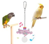 Generisch Interactive Spinner Rattle Parrot Toy | ABS PC Stainless Steel Flying Disc | Bird Cage Boredom Relief | Small Pet Fun Chewing Blue Pink Accessory
