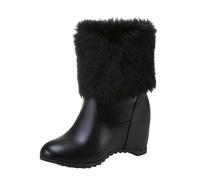 Generisch Invierno cálido cuello de felpa sólido con fondo grueso elevado botas cortas hombres invierno, Negro , 39 EU