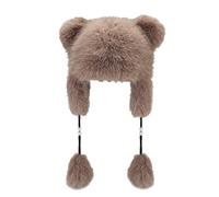 Generisch Invierno Doble Capa Engrosada Felpa Lei Feng Sombrero Para Mujeres Orejas Lindas Orejas Calientes Suéter A Prueba Frío, Kh2, Talla única