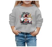 Generisch Invierno Navidad muñeco de nieve copa de vino con capucha impresa suéter manga larga niña sudadera con capucha regalo cálido, gris, 6-7 años