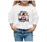 Generisch Invierno Navidad muñeco de nieve copa de vino con capucha impresa suéter manga larga niña sudadera con capucha regalo cálido, Blanco, 6-7 años