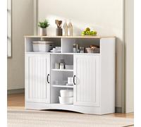 Generisch Isla de cocina extensible con ruedas blanca con 2 taburetes y encimera plegable, aparador con gran espacio de almacenamiento, estantes ajustables en altura para cocina comedor