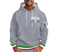 Generisch Italia - Sudadera con capucha para hombre con estampado de bandera y bolsillo canguro, talla grande, talla grande, sudadera con capucha, unisex, ropa deportiva, O Gris Claro, 6XL
