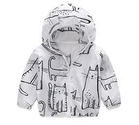 Generisch Jacke Kleinkind-Jungen-Mädchen-Sonnencreme-Jacken, Die Karikatur-mit Oberbekleidung-Reißverschluss-Mäntel Drucken (White, 3 Years)