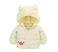 Generisch Jacke Kleinkind Jungen Wintermantel Cartoon Kuh Kapuzenjacke Verdicken Winddicht Warme Oberbekleidung (Yellow, 12-18 Months)