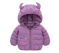 Generisch Jacke Kleinkind Jungen Wintermantel Cartoon Kuh Kapuzenjacke Verdicken Winddicht Warme Oberbekleidung (Purple, 12-18 Months)