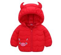 Generisch Jacke Kleinkind Jungen Wintermantel Cartoon Kuh Kapuzenjacke Verdicken Winddicht Warme Oberbekleidung (Red, 6-12 Months)