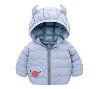 Generisch Jacke Kleinkind Jungen Wintermantel Cartoon Kuh Kapuzenjacke Verdicken Winddicht Warme Oberbekleidung (Light Blue, 12-18 Months)