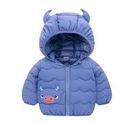 Generisch Jacke Kleinkind Jungen Wintermantel Cartoon Kuh Kapuzenjacke Verdicken Winddicht Warme Oberbekleidung (Dark Blue, 6-12 Months)