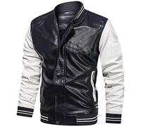 Generisch Jacken Herren Cool Freizeit Bluse Reißverschluss Ständer Halstasche Lila Jacke für Männer Mantel Herren Halloween (White, XL)