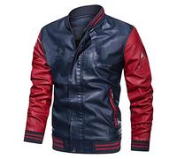 Generisch Jacken Herren Cool Freizeit Bluse Reißverschluss Ständer Halstasche Lila Jacke für Männer Mantel Herren Halloween (Blue, XL)