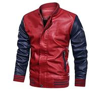 Generisch Jacken Herren Cool Freizeit Bluse Reißverschluss Ständer Halstasche Lila Jacke für Männer Mantel Herren Halloween (Red, XL)