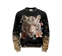 Generisch Jersey con purpurina para hombre, águila calva, estampada, brillante, informal, suéter de manga larga, cuello redondo, sin capucha, holgado, ropa de calle, 07 negro., L