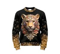 Generisch Jersey con purpurina para hombre, águila calva, estampada, brillante, informal, suéter de manga larga, cuello redondo, sin capucha, holgado, ropa de calle, 06 negro., S