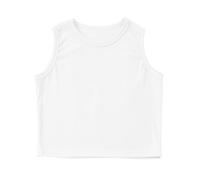 Generisch Jersey corto para niña sin mangas para niños, camiseta atlética de punto acanalado, cuello alto, tops para gimnasio, yoga, niña, blusa, azul, 152, Blanco, 11-12 años