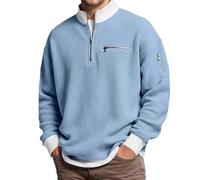Generisch Jersey de cuello alto para hombre, con media cremallera, para invierno, cálido, cuello de tortuga, manga larga, cuello alto, ligero, cómodo, térmico, para el tiempo libre, O Sky Blue, XXL