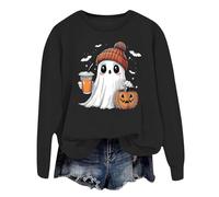 Generisch Jersey de Halloween para mujer, sudadera de gran tamaño, sudadera vintage, camiseta larga, camiseta de fiesta, divertido y calabaza, suéter de manga larga, informal, suelto, camiseta de