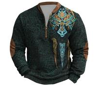 Generisch Jersey de invierno vikingo para hombre, sudadera de mitología nórdica, suéter medieval, sudaderas con media cremallera, suéter de trabajo, tatuajes vikingos, suéter de trabajo, suéter cálido