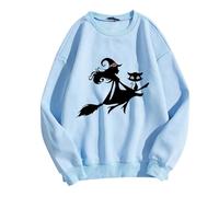 Generisch Jersey De Manga Larga Estampado De Letras De Halloween Mis Pedidos Ver, azul celeste, XXL