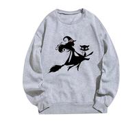 Generisch Jersey De Manga Larga Estampado De Letras De Halloween Mis Pedidos Ver, gris, XXL