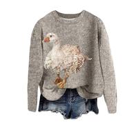 Generisch Jersey de manga larga para mujer, sudadera sin capucha, suéter de Navidad, perro de Navidad, estampado de aguja grueso, 3D, cuello redondo, sudadera con capucha, calle, tendencia, tejido de