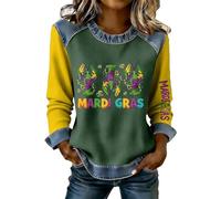 Generisch Jersey de Navidad para mujer con estampado, cuello redondo, manga larga y sin capucha para mujer New (negro, L)