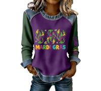 Generisch Jersey de Navidad para mujer con estampado, cuello redondo, manga larga y sin capucha, sudadera para mujer New (verde, XL)