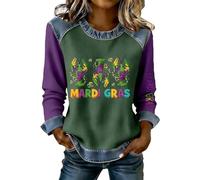 Generisch Jersey de Navidad para mujer con estampado, cuello redondo, manga larga y sin capucha sudadera para mujer New (White, L)