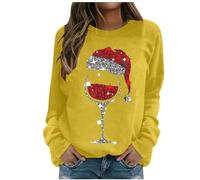 Generisch Jersey de Navidad para mujer, divertido camiseta de Navidad para mujer, suéter de Navidad, cuello redondo, sudadera de Navidad, cuello redondo, invierno, manga larga, tallas grandes