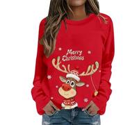 Generisch Jersey de Navidad para mujer Merry Christmas Sudadera Divertida Rudolph Reno Estampado Navidad Navidad Navidad Jersey Navidad Jersey Navidad Jersey Navidad, E-rojo., XL