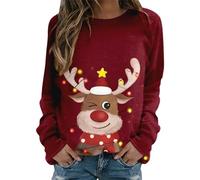 Generisch Jersey de Navidad para mujer, suéter de Navidad para mujer, suéter de invierno para mujer, Merry Christmas, suéter navideño feo, divertido, Vino, L