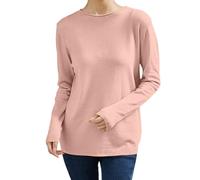 Generisch Jersey de punto grueso de manga larga para mujer, cuello redondo, corte holgado, jersey básico, ropa elegante, ropa de moda, ropa interior clásica, monocolor, O rosa., L