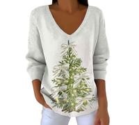 Generisch Jersey de punto grueso para mujer de gran tamaño, cozy moderno, estampado cálido, cuello en V, chaqueta de punto 48, Blanco, L