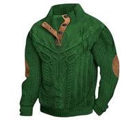 Generisch Jersey de punto para hombre, suéter de punto para hombre, estampado 3D, cuello redondo, sudadera de trabajo, tiempo libre, jersey de lana con botones, suéter de invierno, verde, XL