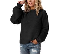 Generisch Jersey de punto para mujer, jacquard, manga larga, suéter de punto grueso, suéter básico de invierno, informal, tiempo libre, manga larga, jersey de punto fino, Negro , XL