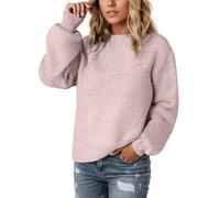 Generisch Jersey de punto para mujer, jacquard, manga larga, suéter de punto grueso, suéter básico de invierno, informal, tiempo libre, manga larga, jersey de punto fino, Rosa., S