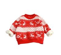 Generisch Jersey festivo con estampado de reno para niñas, forro cálido, suave y acogedor, ideal para el invierno y las vacaciones., multicolor, 4-5 años