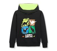 Generisch Jersey Jack 152 Niños Niños Cuello Redondo Sudadera con Capucha Manga Larga Jersey Dinosaurio Suéter Top Traje Niños 5 a 12 Años Niños Sudaderas con Capucha, Negro , 10-12 años