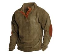Generisch Jersey Jack para hombre sin capucha patchwork sudadera holgada de manga larga con botones para el tiempo libre camisetas texturizadas gimnasio fitness camiseta cuello alto camiseta de